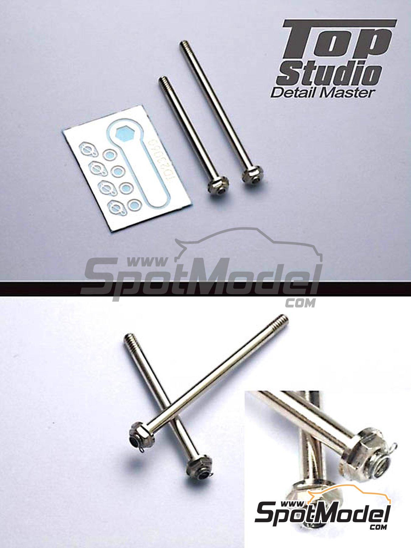 Top Studio TD23060: Nuts 1/12 scale - Hex nuts with axle for front